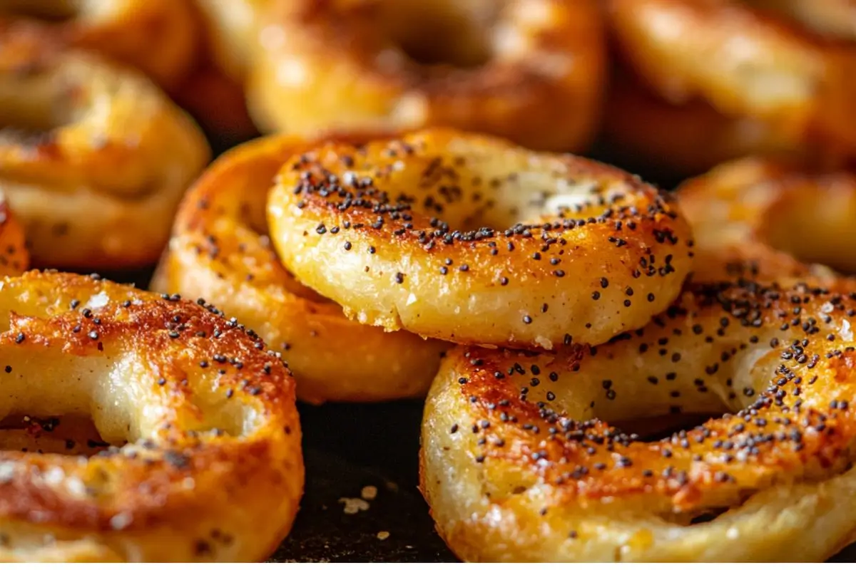 Crispy homemade bagel chips with seasoning