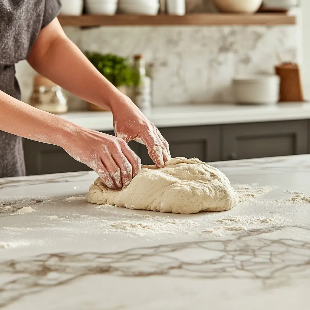 Kneading Gipfeli dough for perfect texture