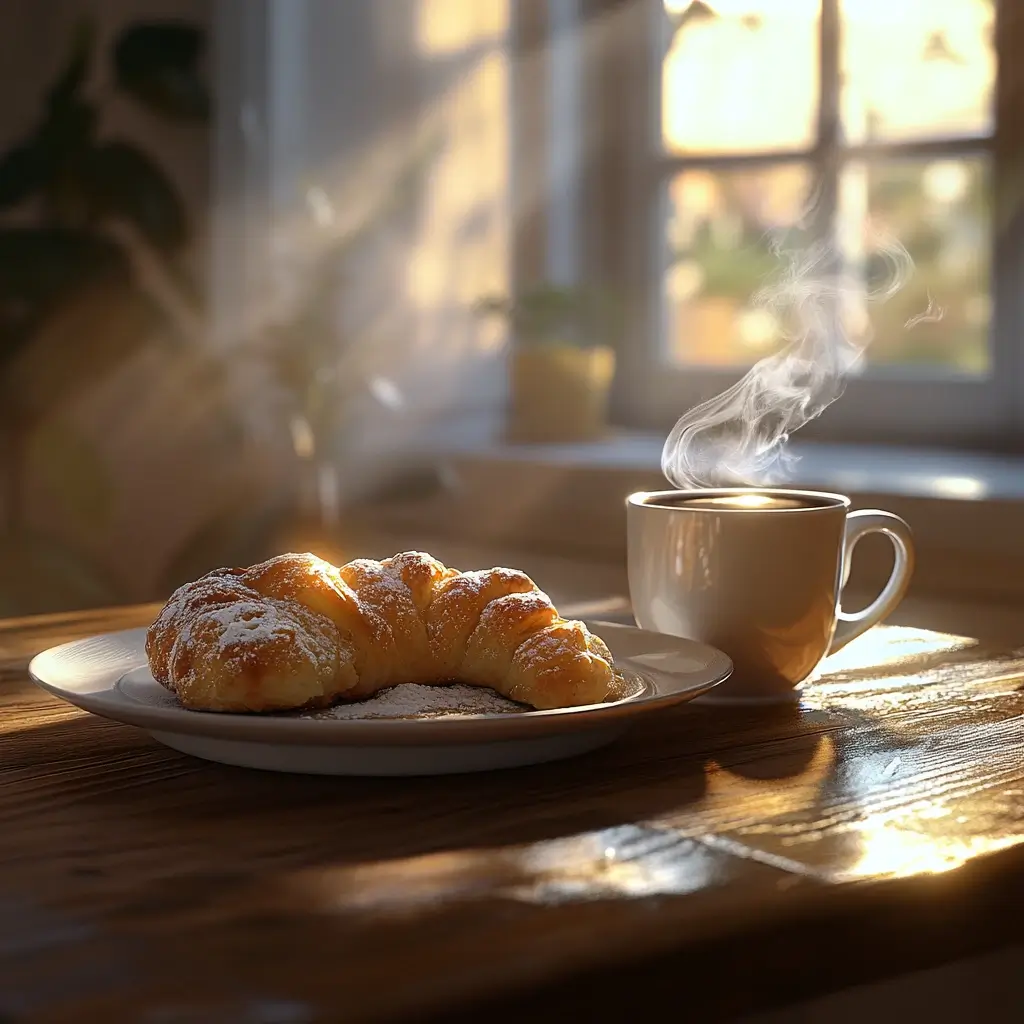 Traditional Swiss Gipfeli served with coffee