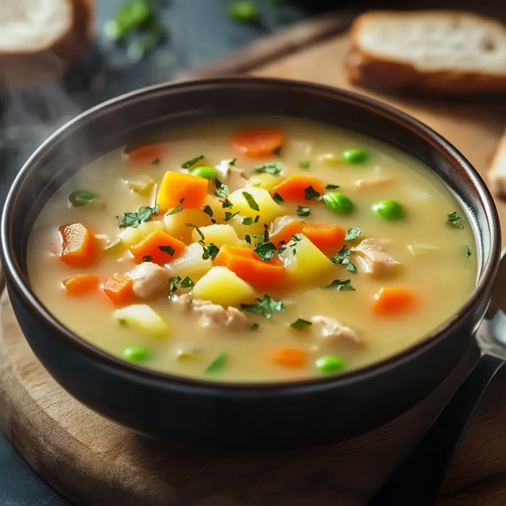 Warm and comforting homemade vegetable broth with diced vegetables, perfect for soothing a cold.