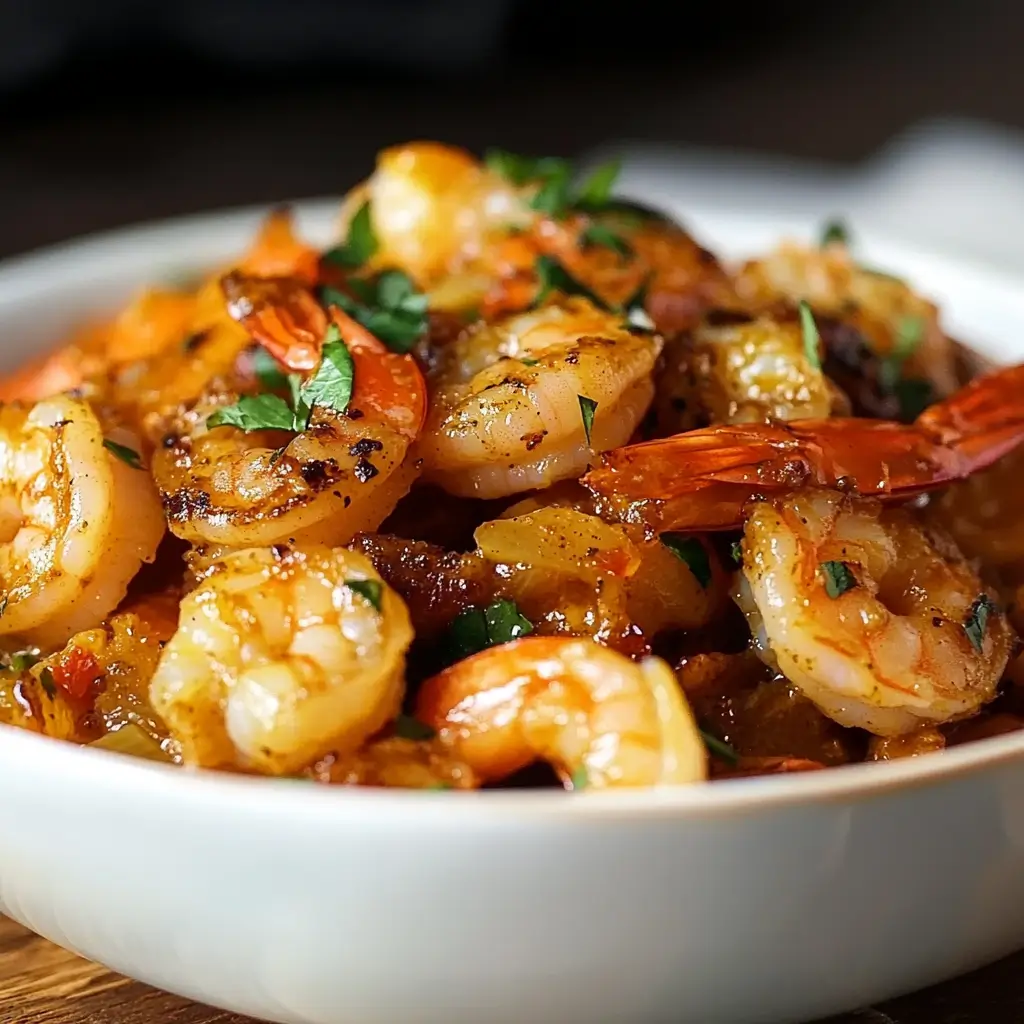 Delicious shrimp and chicken cooked together on a dish, exploring the health effects.