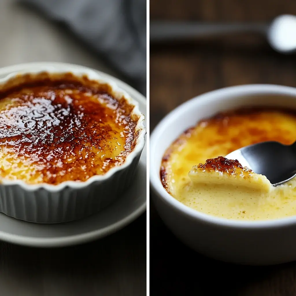 A variety of crème brûlée flavors displayed on a rustic wooden table, including classic, coconut, espresso, lavender, citrus, and maple versions, each beautifully garnished. Warm, inviting lighting enhances the presentation.